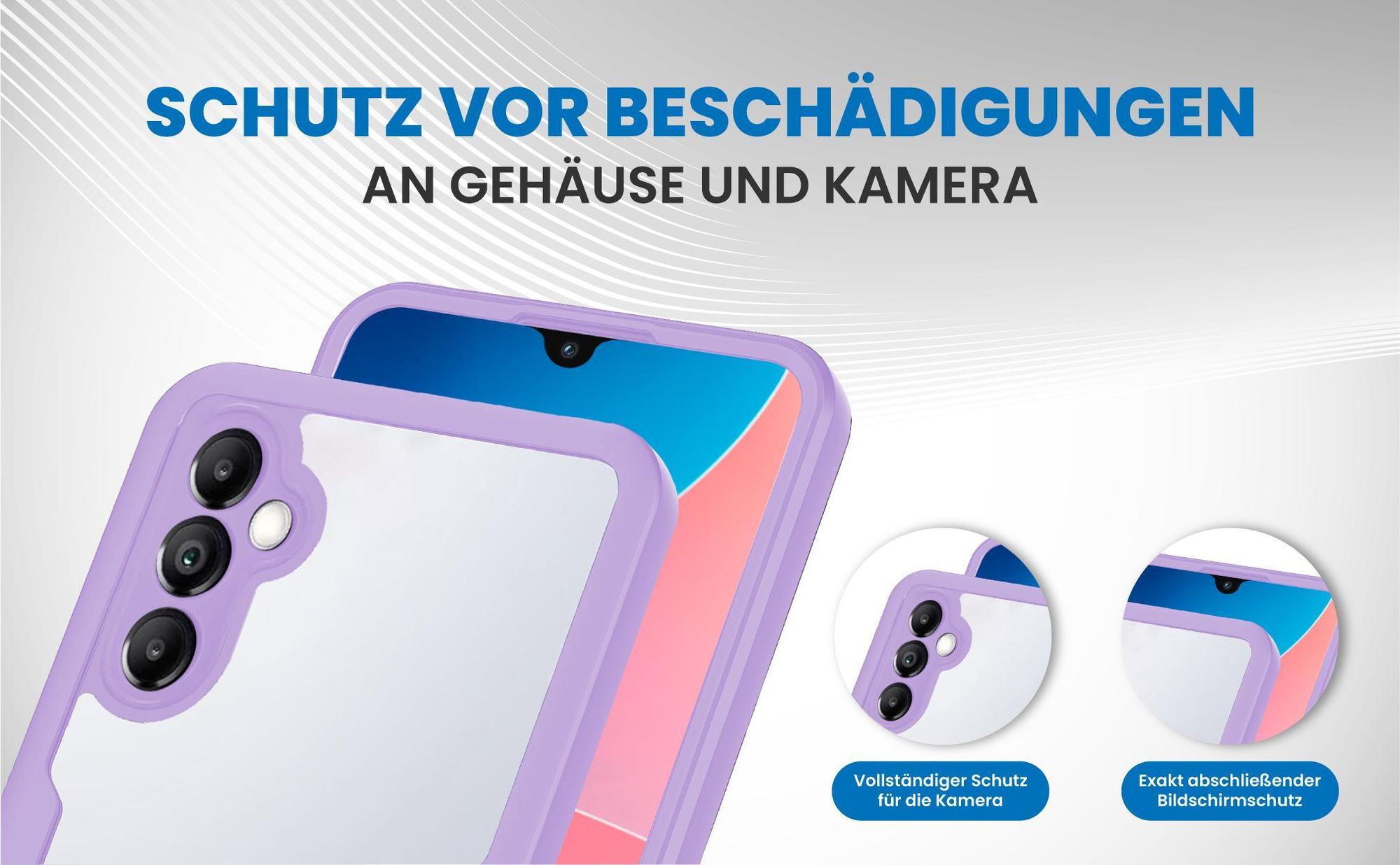 Violette 360 Grad Handyhülle für Samsung Galaxy A34 5G Front und Backcover