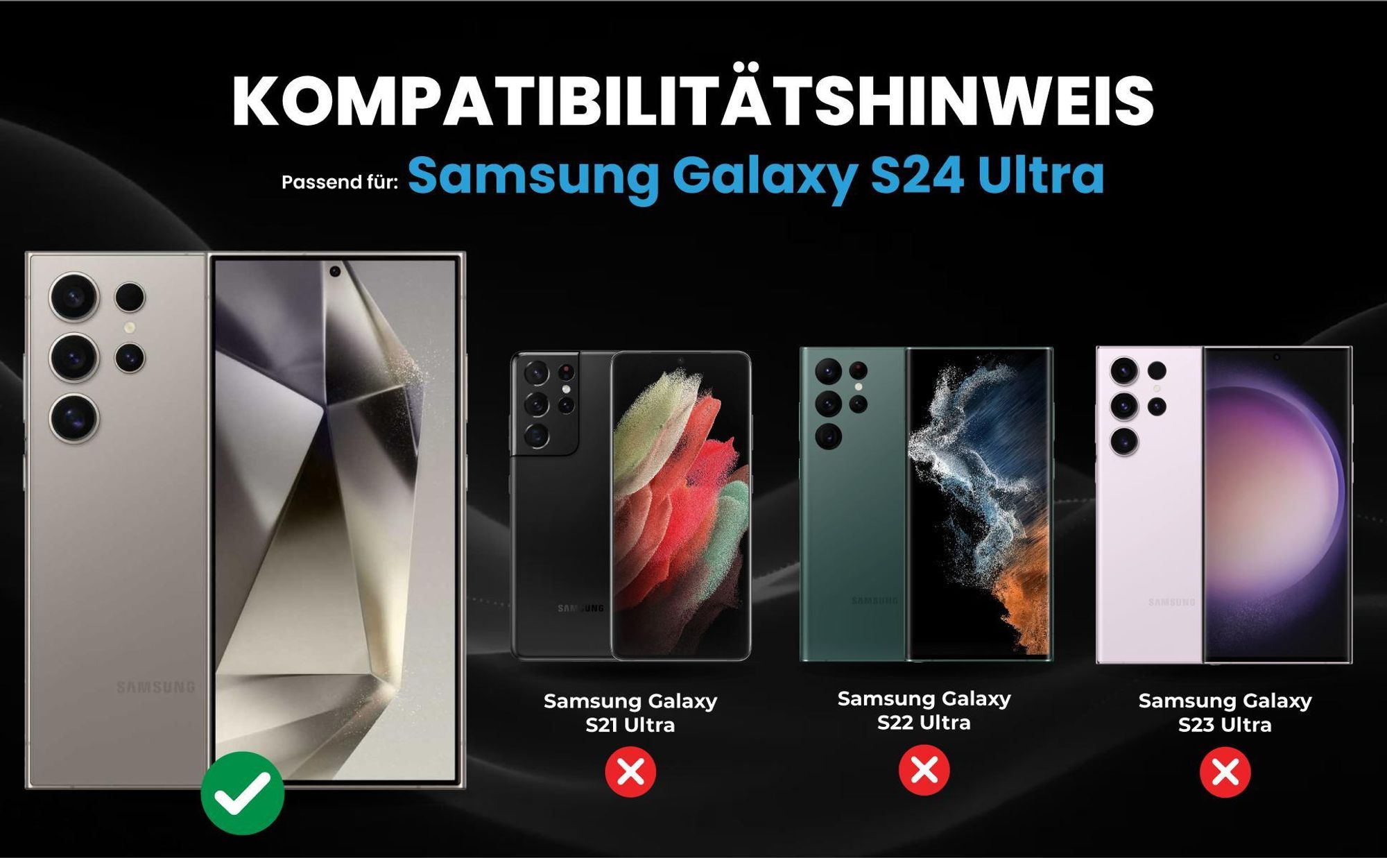 Kompatibilitätshinweise Hülle für Samsung Galaxy S24 Ultra