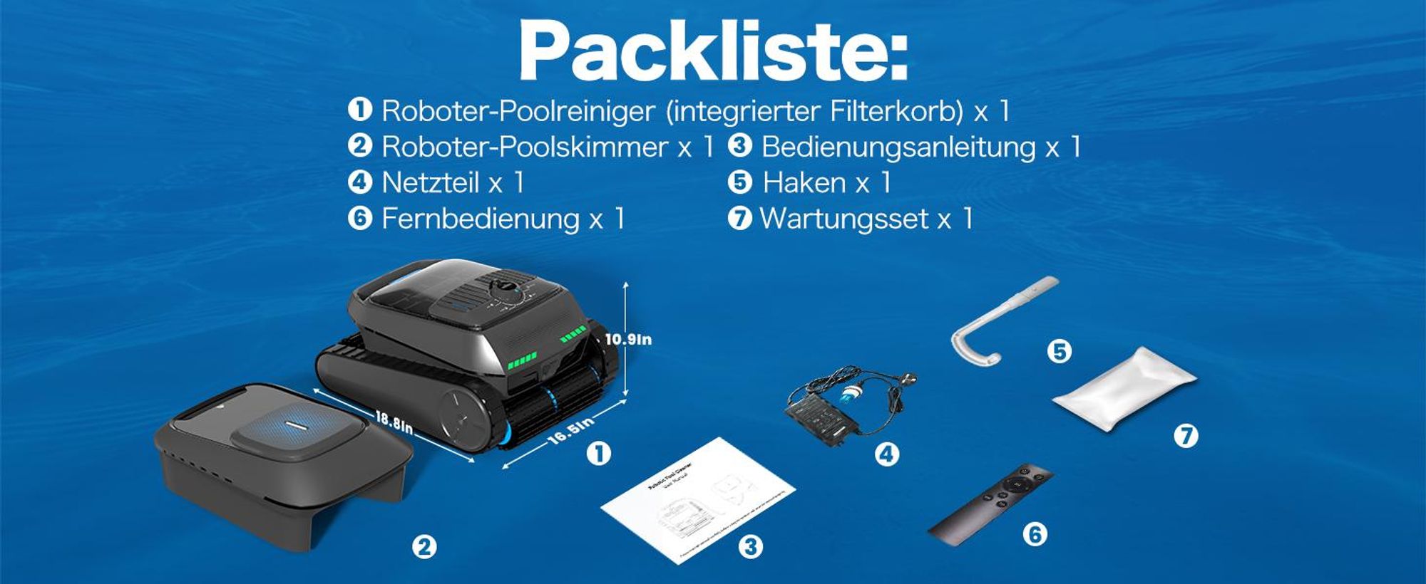 AIRROBO CP400 Poolroboter, Intelligente Navigation, Selbsteinparkfunktion, All-in-One Poolreinigung für Wasseroberfläche/Boden/Wand/Wasserlinie