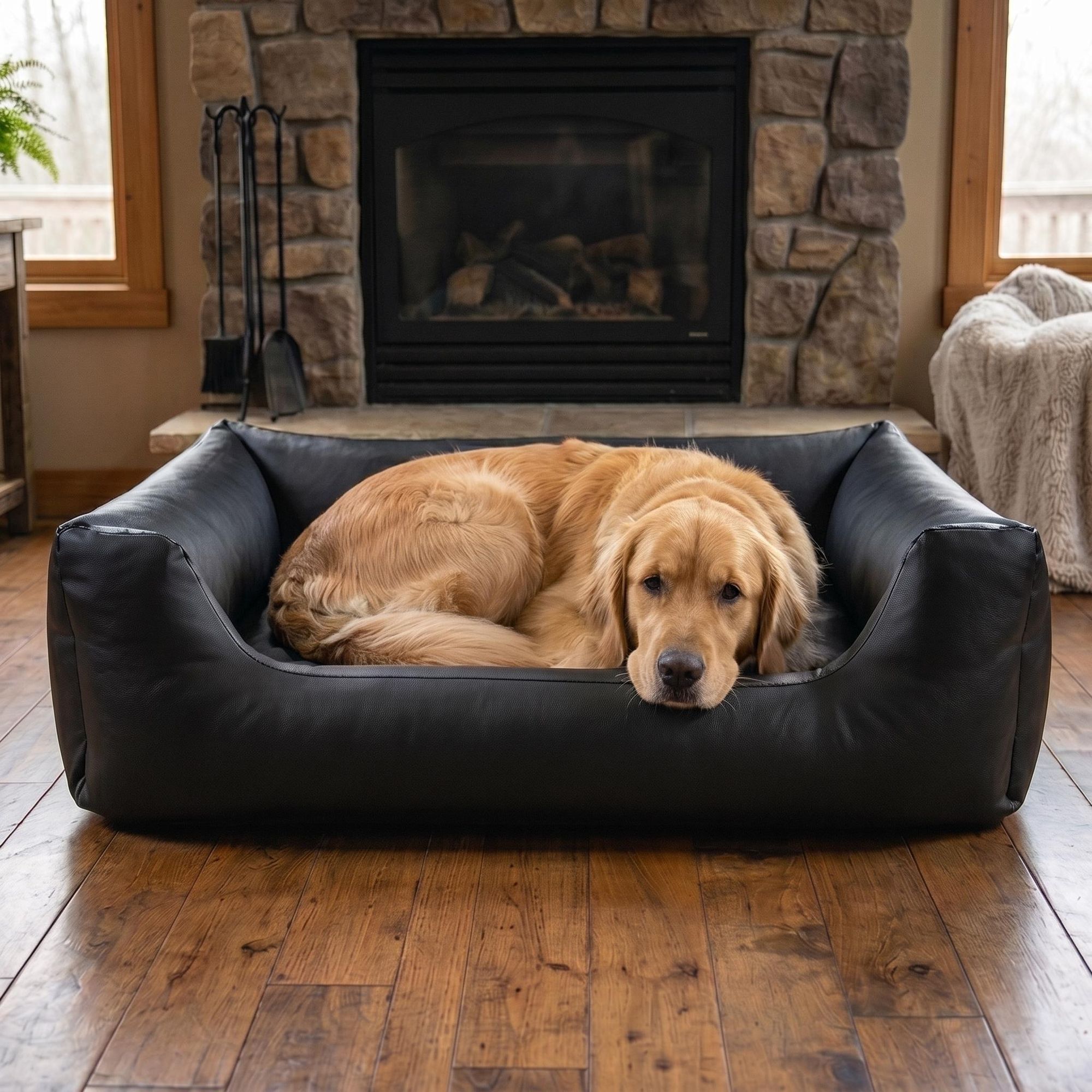 4L Textil MARIO orthopädisches Hundebett aus Kunstleder