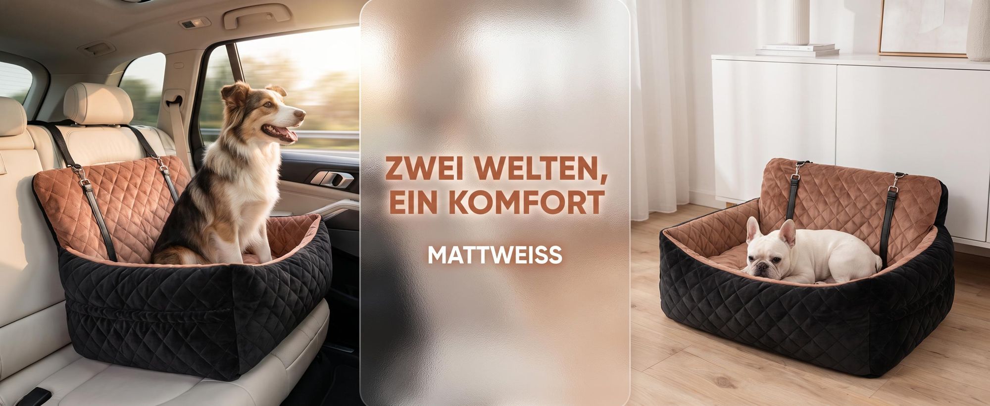 Hundesitz Auto für große/mittlere Hunde XXL , Universal Hundebett Autositz, mit Sicherungsgurt, Abriebfest, Rutschfest & Waschbar, 75 x 50 x 40cm