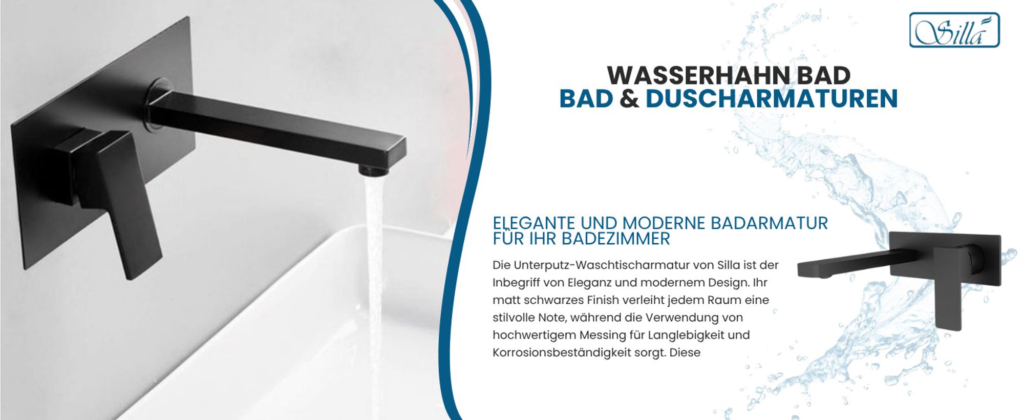 Silla Cubo S-1094B – Unterputz-Waschtischarmatur in Schwarz