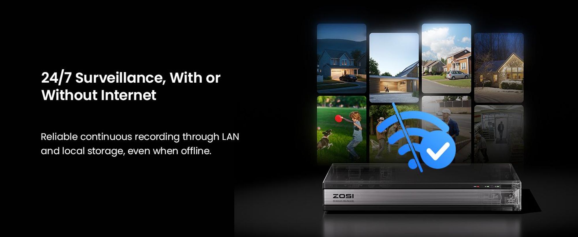 ZOSI 1080P 16CH Überwachungskamera Set Aussen, Personen- und Fahrzeugerkennung, 4TB DVR Rekorder, Videoüberwachung für Haus- und Geschäftsüberwachung