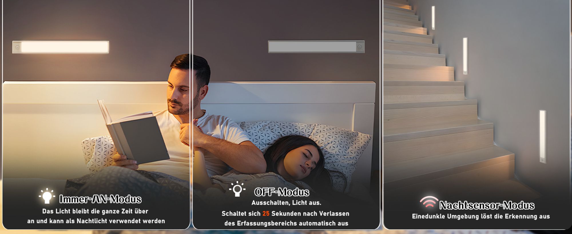 ZMH Unterbauleuchte Küche Led Dimmbar 30CM 2 Stück Schrankbeleuchtung mit Bewegungsmelder 3 Farbtemperatur Schranklicht USB Wiederaufladbar Küchenlich