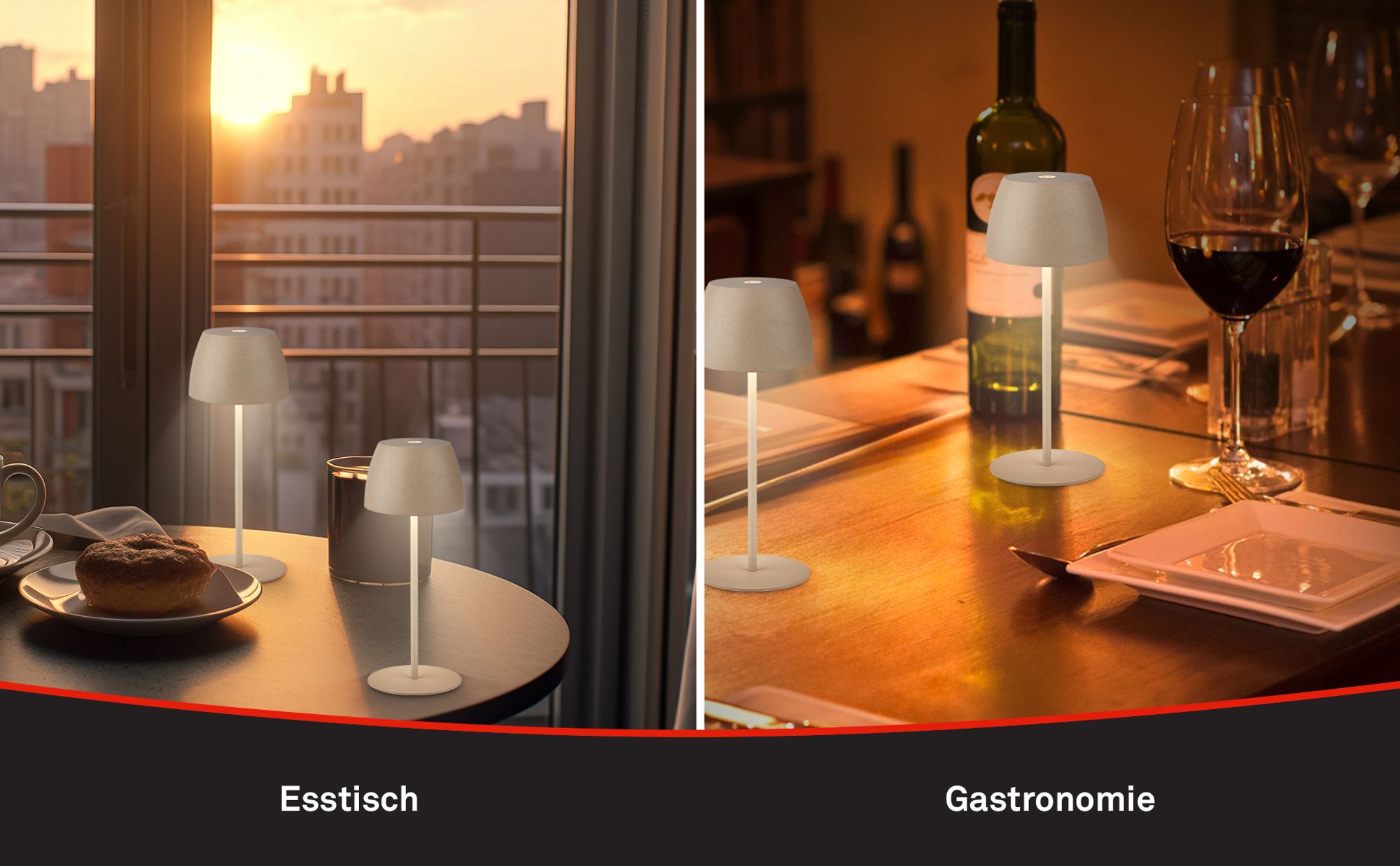 Briloner Serina 2er Set Mini LED Tischlampe kabellos IP44, Dimmbar, Touch, Spritzwasserschutz, akku, Beige, Ø8 x 20 cm