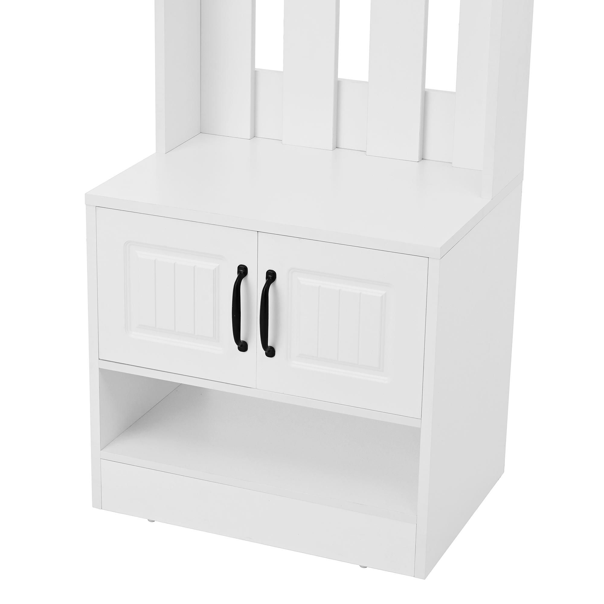 Merax Garderobenset, Garderobenständer, 2-in-1 Garderobe mit Schuhschrank und 8 Haken, Flurmöbel, Flurgarderobe, Garderobenbank, 50×36×190 cm, Weiß