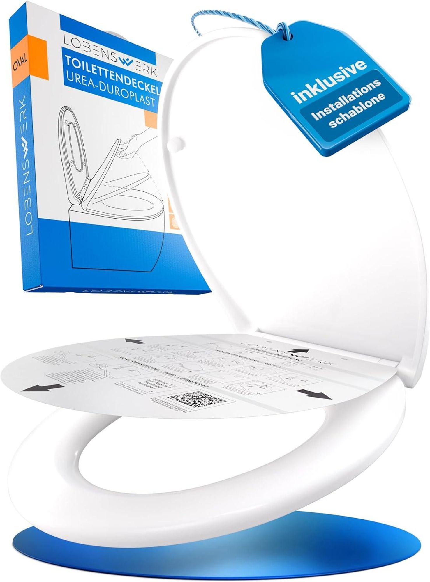 LOBENSWERK Toilettendeckel mit Absenkautomatik [Einfache Montage] antibakteriell - UV-beständig Quick-Release-Funktion Klodeckel, Klobrille, WC Sitz