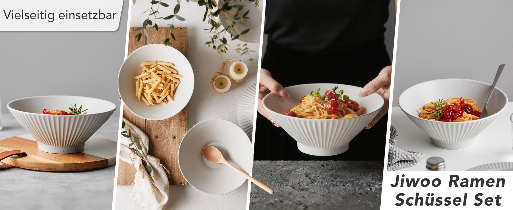 Schüsseln Set 4er Ø20 cm Keramik Japanische RamenSchüsseln Suppenschüssel 4 personen Salatschüssel MattGlasur mikrowellen spülmaschinenfest
