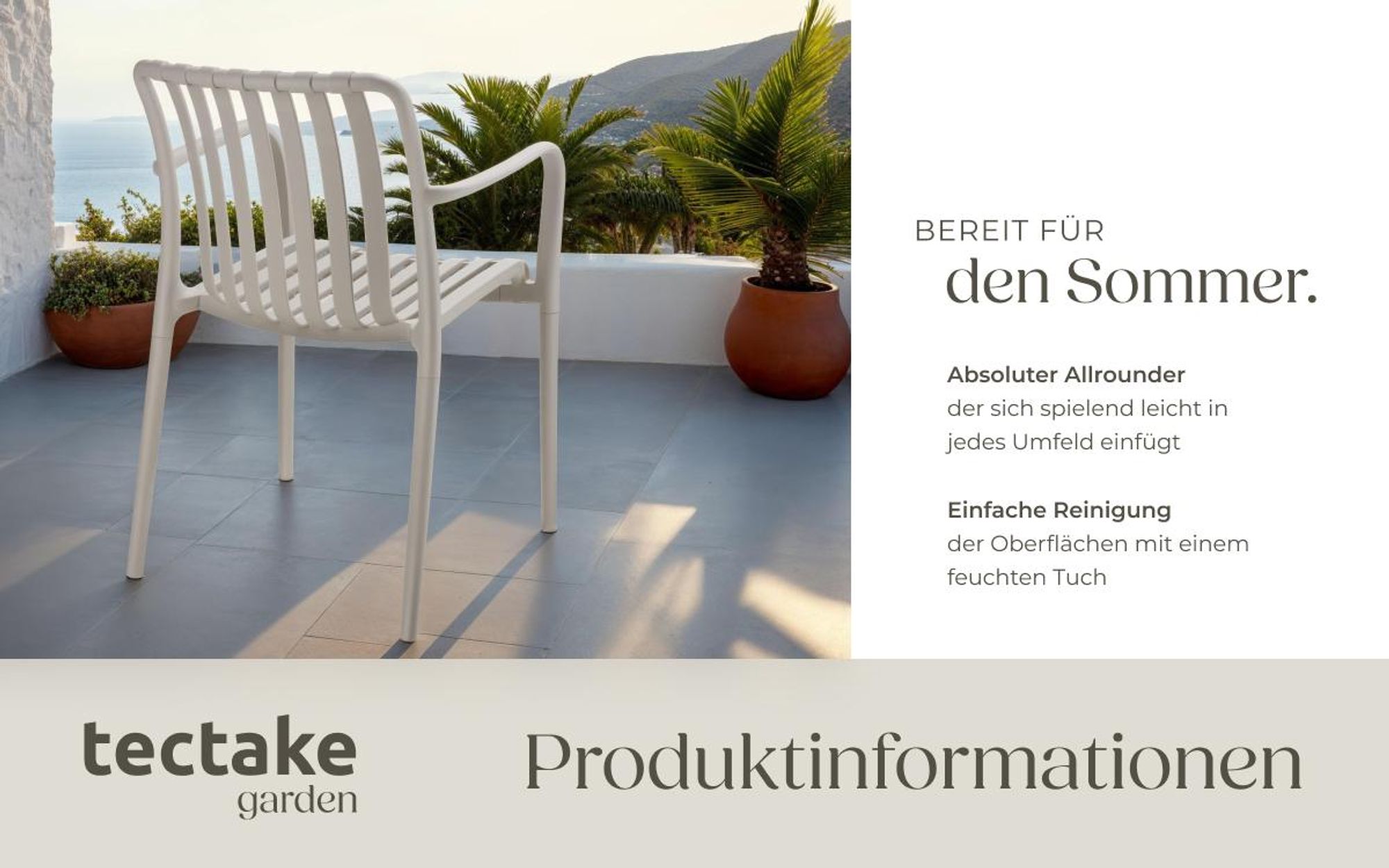 tectake® Gartenstühle Alcudia, wetterfest, stapelbar