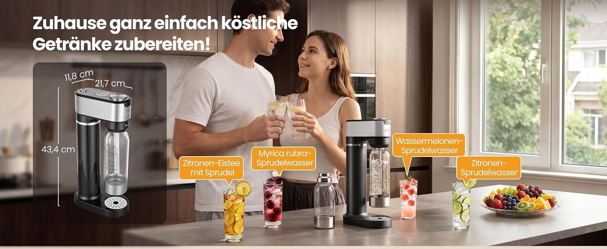 LLIVEKIT Wassersprudler, mit 4 einstellbaren Sprudelstufen, Schwarz