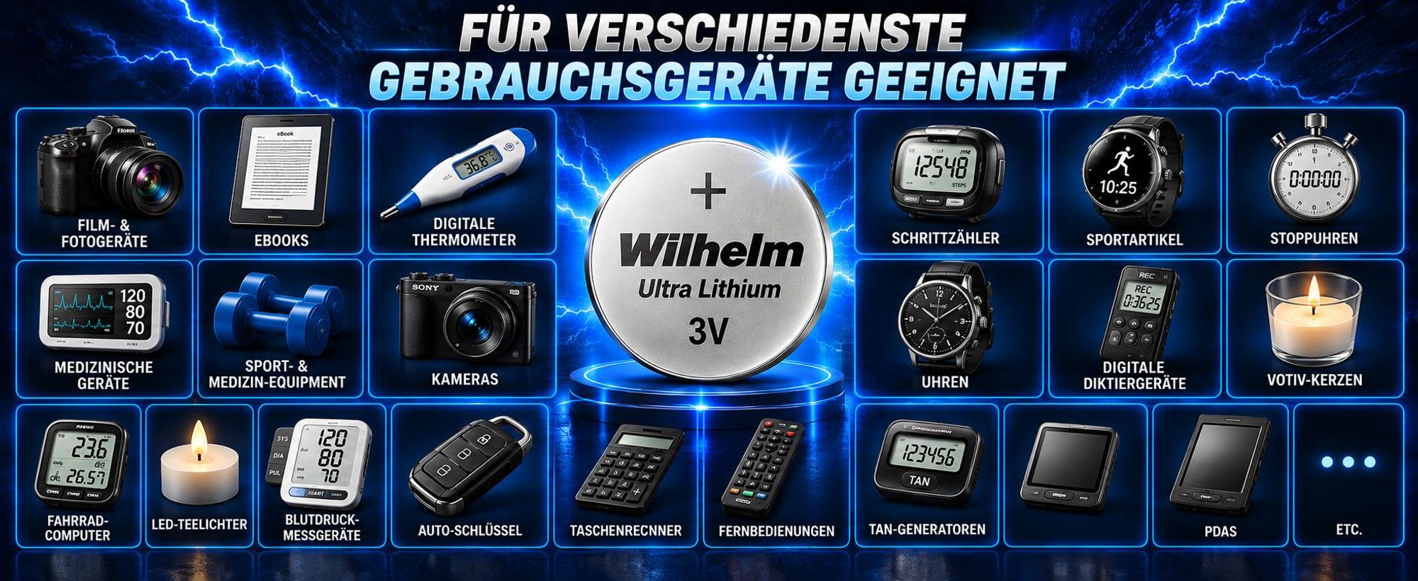 5 x CR1632 WILHELM Blister Lithium Knopfzelle 3V 140 mAh ø16 x 3,2 mm Batterie DL1632