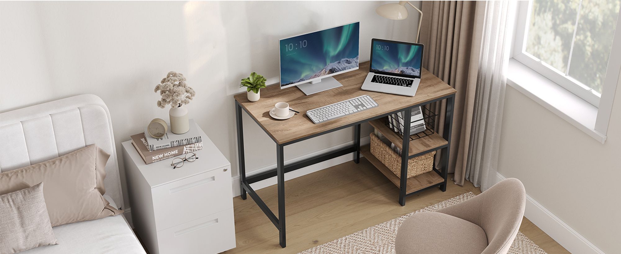 VASAGLE Computertisch Schreibtisch mit 2 Regale 120 x 75 x 60 cm