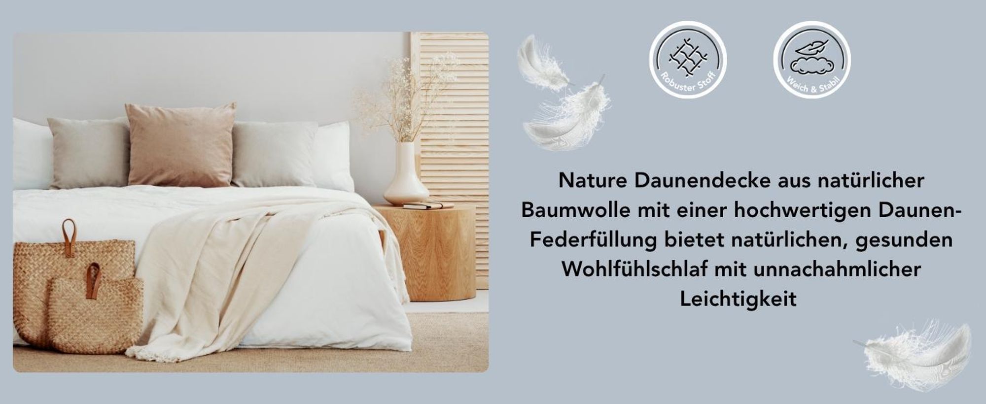 Hochwertige Daunendecke | medium | 155 x 220 cm | 90% Daunen / 10% Federn | Füllgewicht: 670g | XDREAM Nature