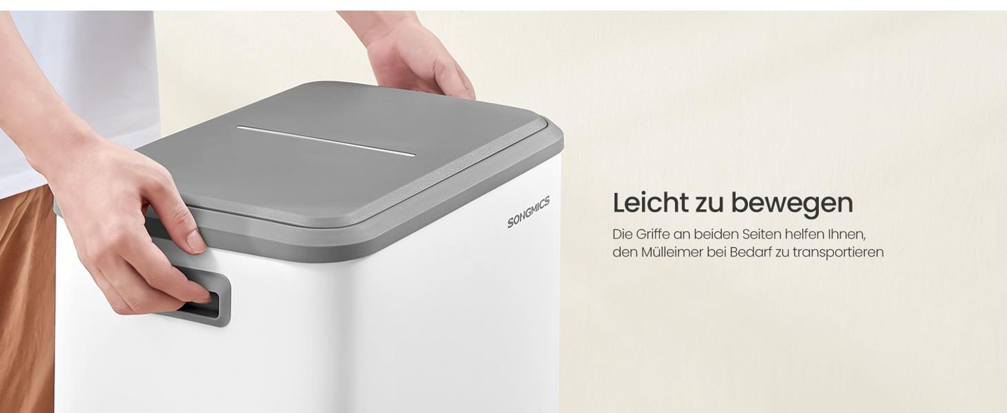 SONGMICS Mülleimer Küche, Mülltrennsystem 2 x 15 L