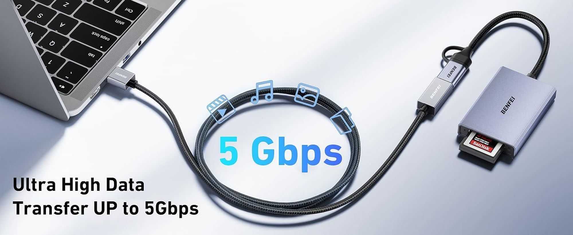 BENFEI Kabeladapter USB 3.0 Verlängerungskabel 2m 5Gbps