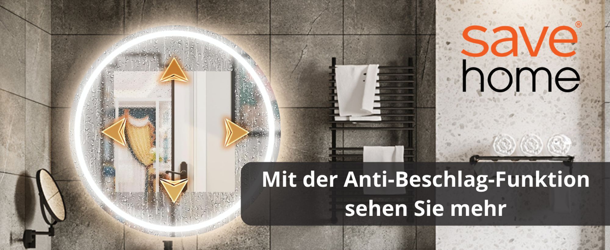 LED Badspiegel Rund 80 cm – Anti-Beschlag, 3 Lichtfarben (CCT), stufenlos dimmbar, Touch Sensor, IP44, rahmenlos moderner Badezimmerspiegel