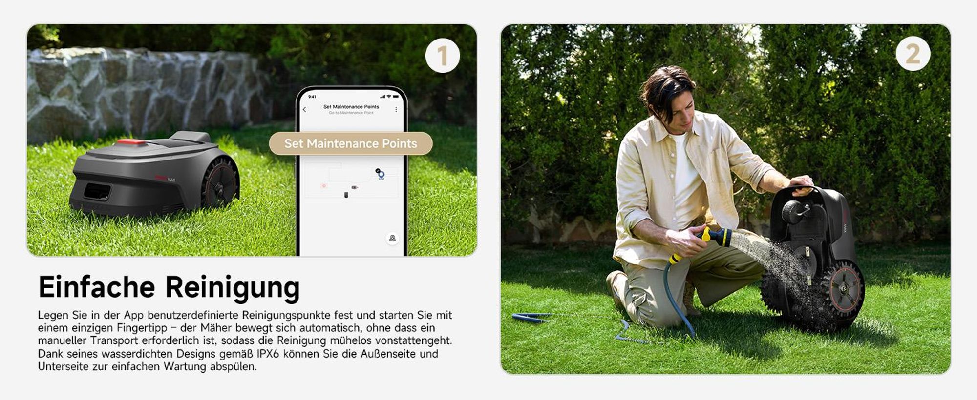 MOVA ViAX 250 Mähroboter – 250 m², UltraEyes™ KI-Dual-Vision, U-Bahnplanung, Dual-Map, Hindernisvermeidung, App-Steuerung, 50min Akkulaufzeit