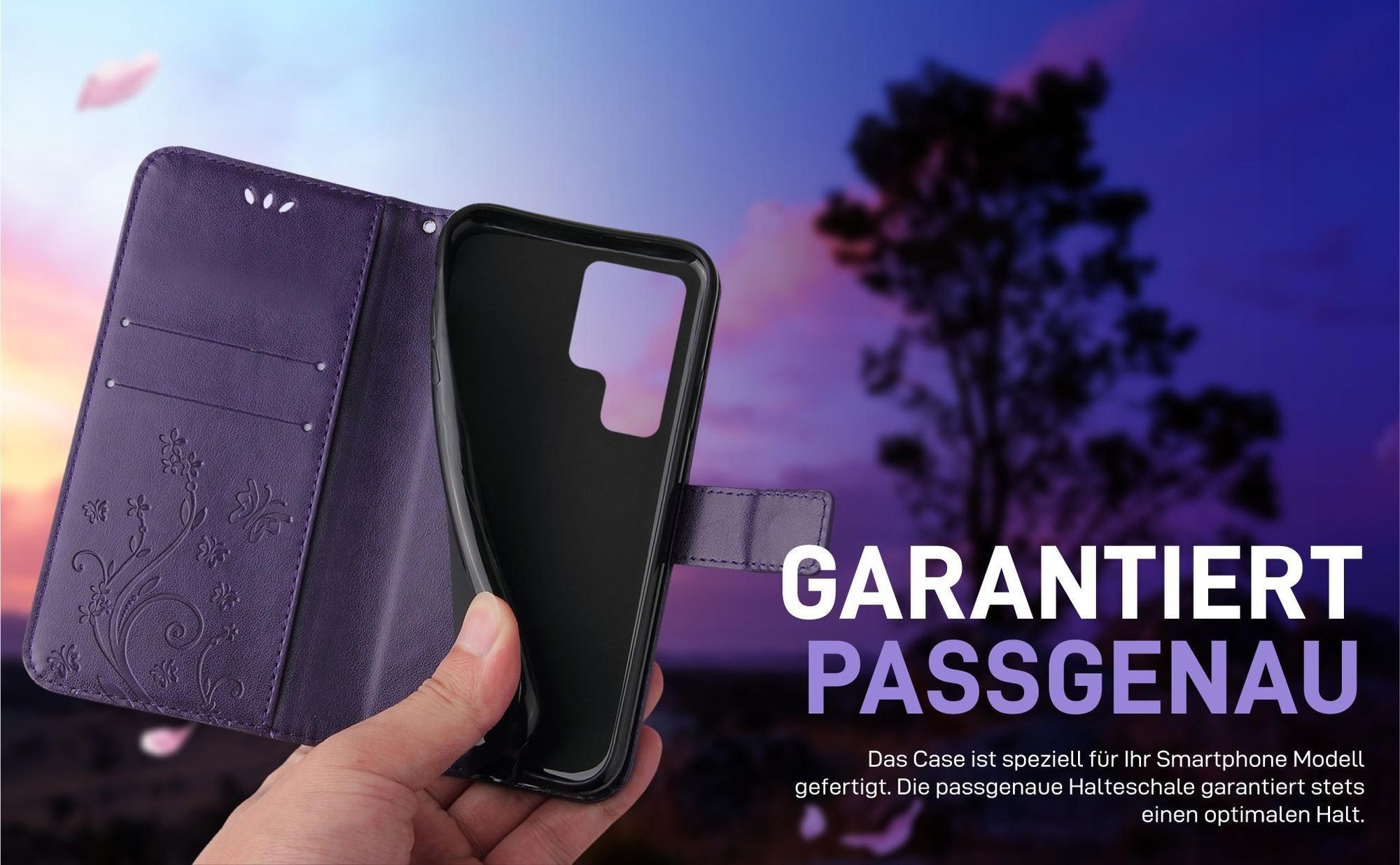 Violette Klapphülle für Samsung Galaxy S22 Ultra mit präziser Passform und sicherem Halt