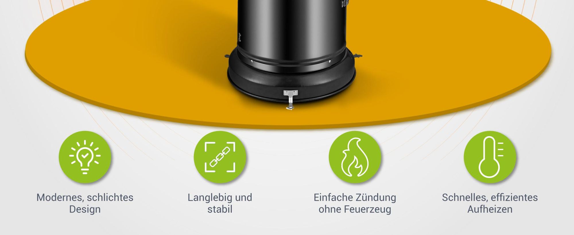 Juskys Outdoor Heizstrahler Cuna mit 11 kW Gas-Brenner - Heizpilz Terrassenheizer mit Gas für Terrasse Balkon und Garten - für 5 und 11 kg Gasflaschen