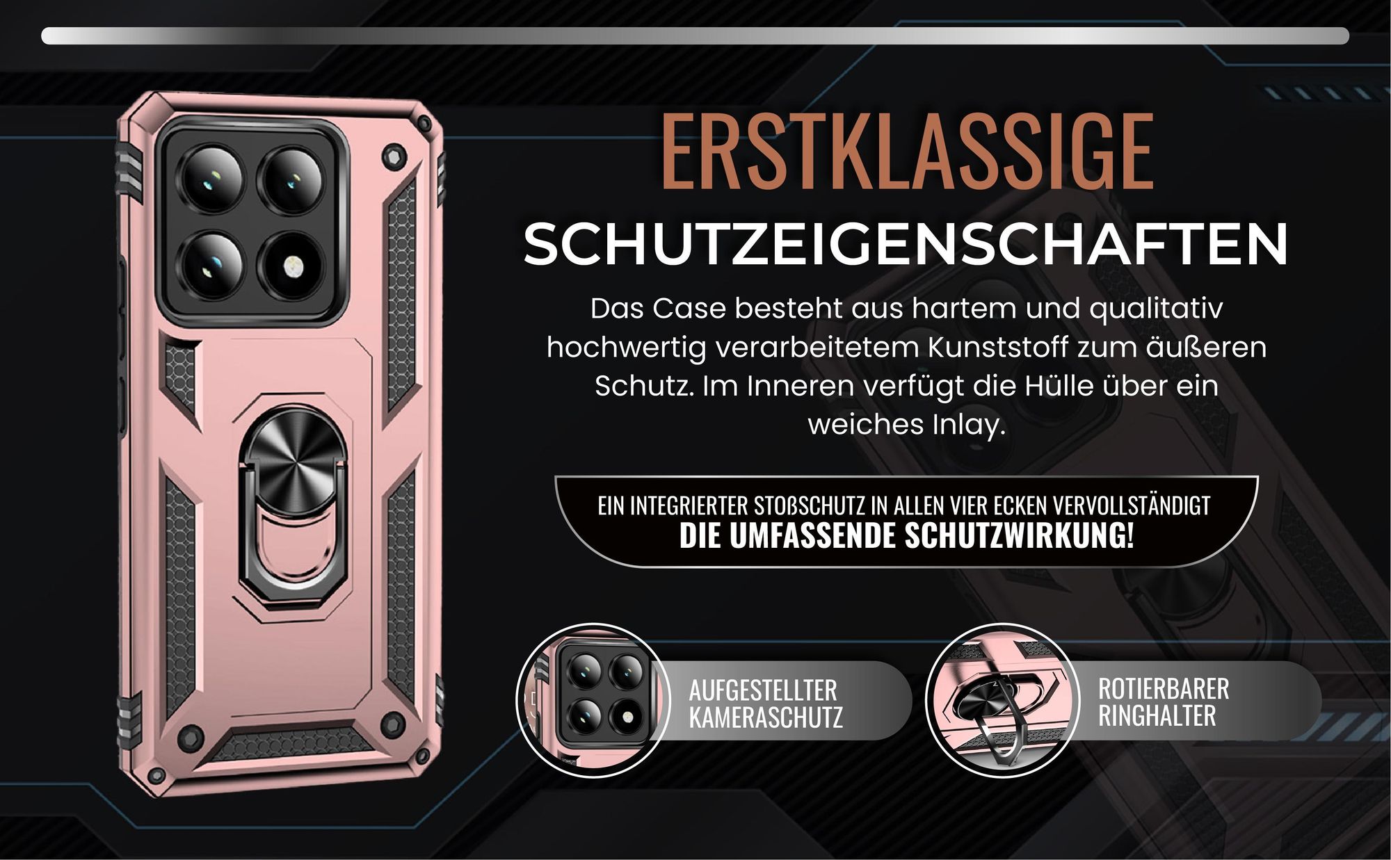 Handycase in Rosegold für Xiaomi 14T Pro mit Kameraschutz