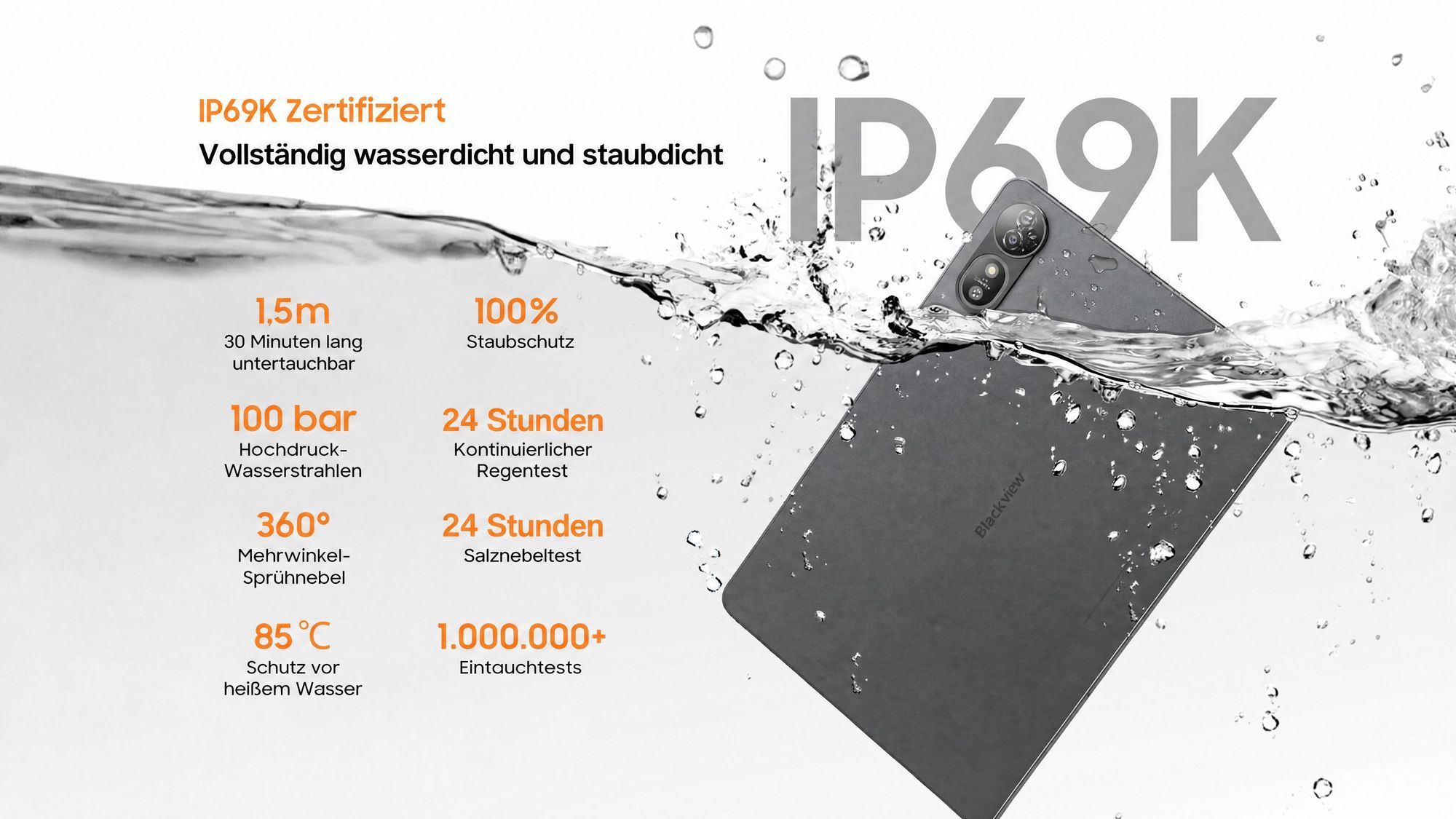 Blackview MEGA 12 Tablet, IP69K wasserdicht, 12.2" 2.4K 120Hz Display, 36(12+24)GB+256GB, 50MP+4K, 10000mAh, 55W, Inkl. Tastaturhülle/Maus/Stift usw.