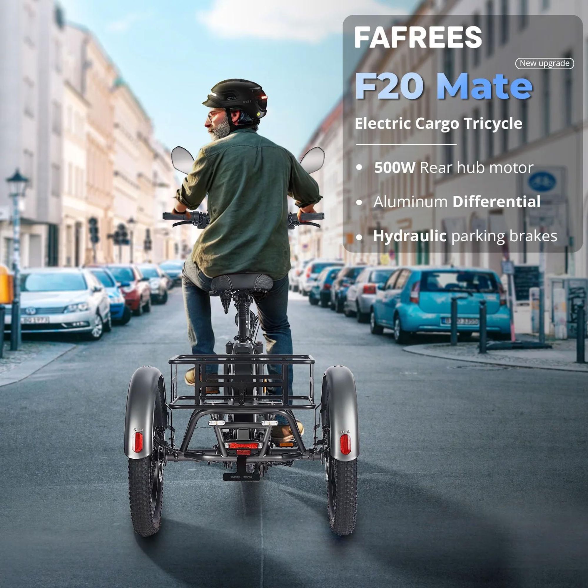 FAFREES F20 Mate trójkołowy E-bike - Bateria 48V21AH 20-Calowe Opony Hamulcami Hydraulicznymi - Szary