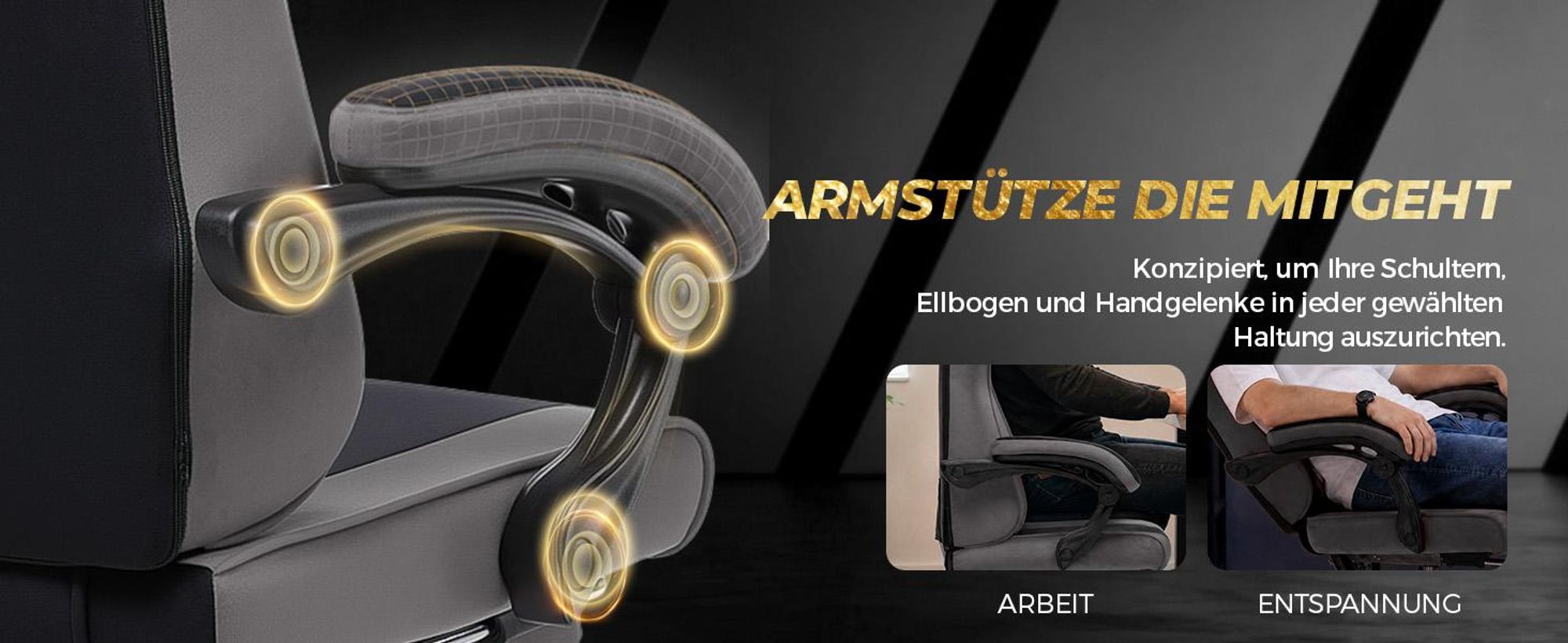 GTPLAYER Gaming Stuhl Ergonomischer Gaming Sessel Schreibtischstuhl mit Stoffoberfläche, Federsitzkissen, Verbindungsarmlehnen und Fußstütze 150KG, gr