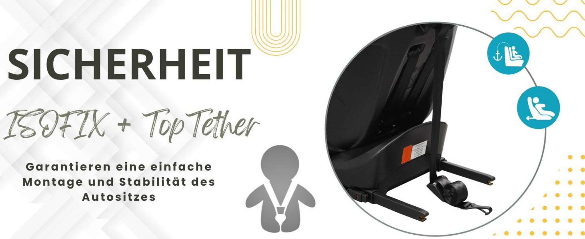 Montaż za pomocą Isofix oraz Pasa Top Tether