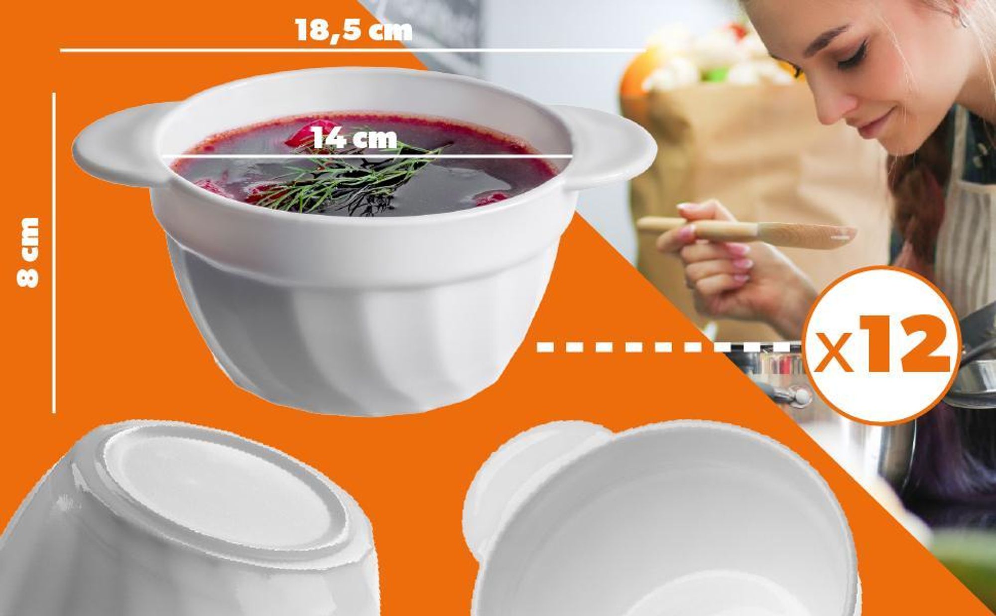 KADAX Suppentassen "Posta", Schüsseln zum Essen, 650 ml, 12 Stück