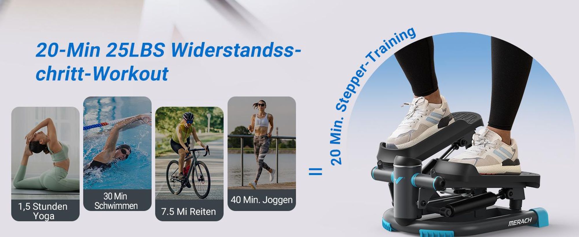 Mini Stepper Swing & Twist mit LCD & Widerstandsbändern – 150 kg Belastung, 2-in-1 Hometrainer für Beine, Po & Arme, Anfänger & Fortgeschrittene