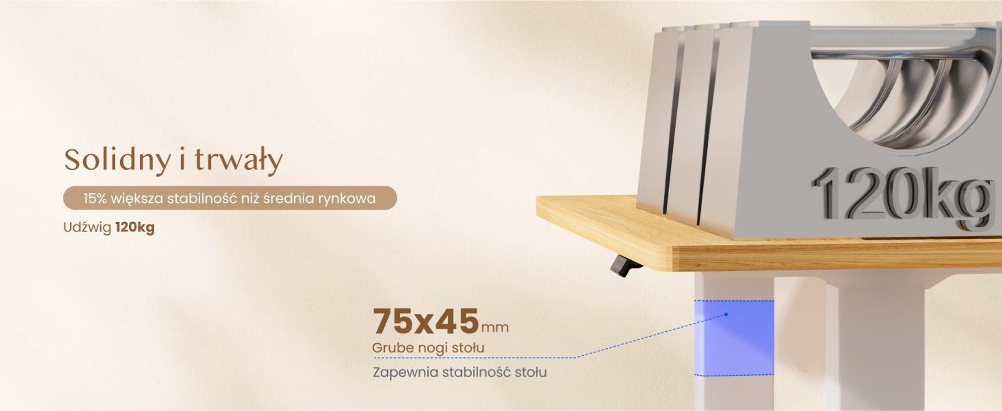 FLEXISPOT QB2 Biurko z regulacją wysokości Elektryczne 200 x 80 cm, 2 MOCNE SILNIKI, nośność 120 kg, ochrona przed kolizją, 4 funkcje pamięci (klon)