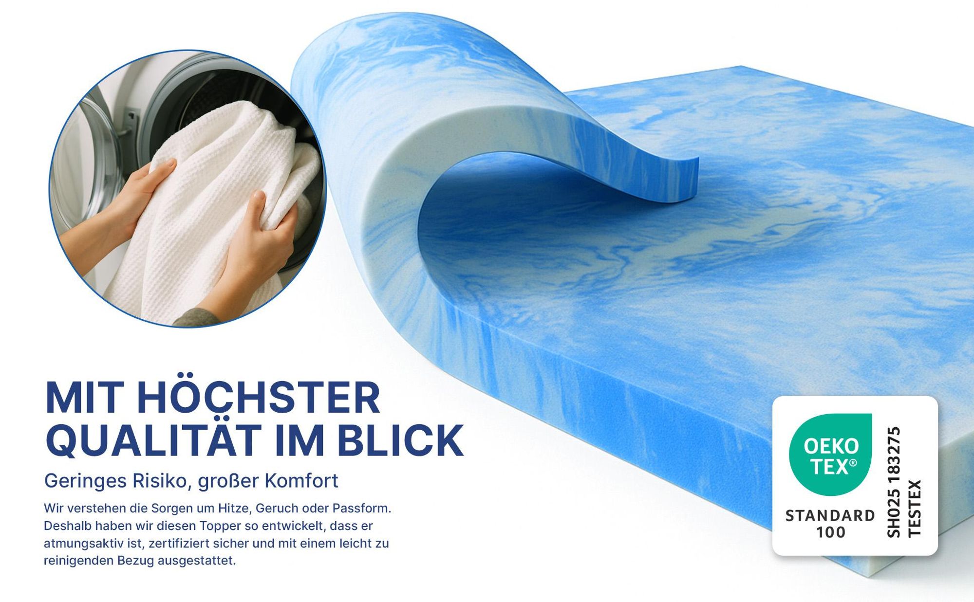 Dream Topper 140x200 cm, 5cm Matratzentopper Gel-Memory-Schaum, Ergonomischer mit kühlendes Gefühl, atmungsaktivem Bezug, Schlafkomfort wie auf Wolken
