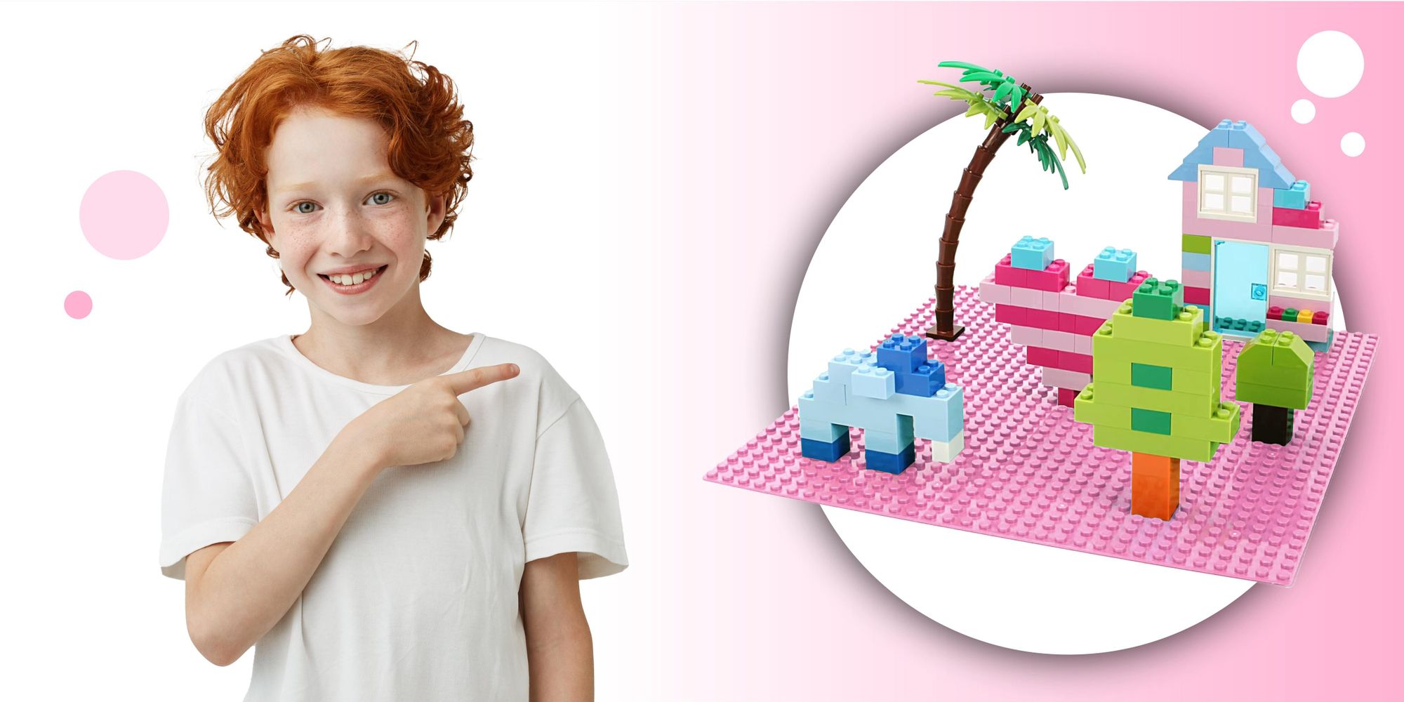 Bauplatte 32x32 Noppen, Grundplatte kompatibel mit gängigen Bausteinen, 25,5 x 25,5 cm, EVI KIDS, Rosa