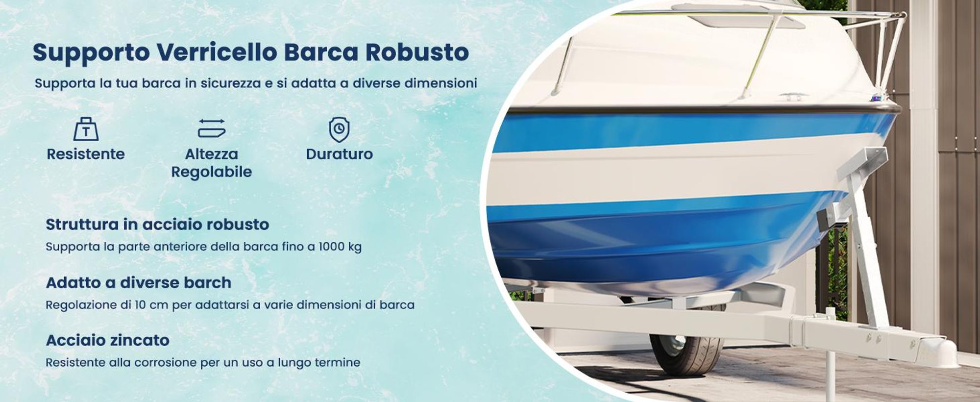 vidaXL Supporto per verricello con supporto di prua per rimorchi di barche