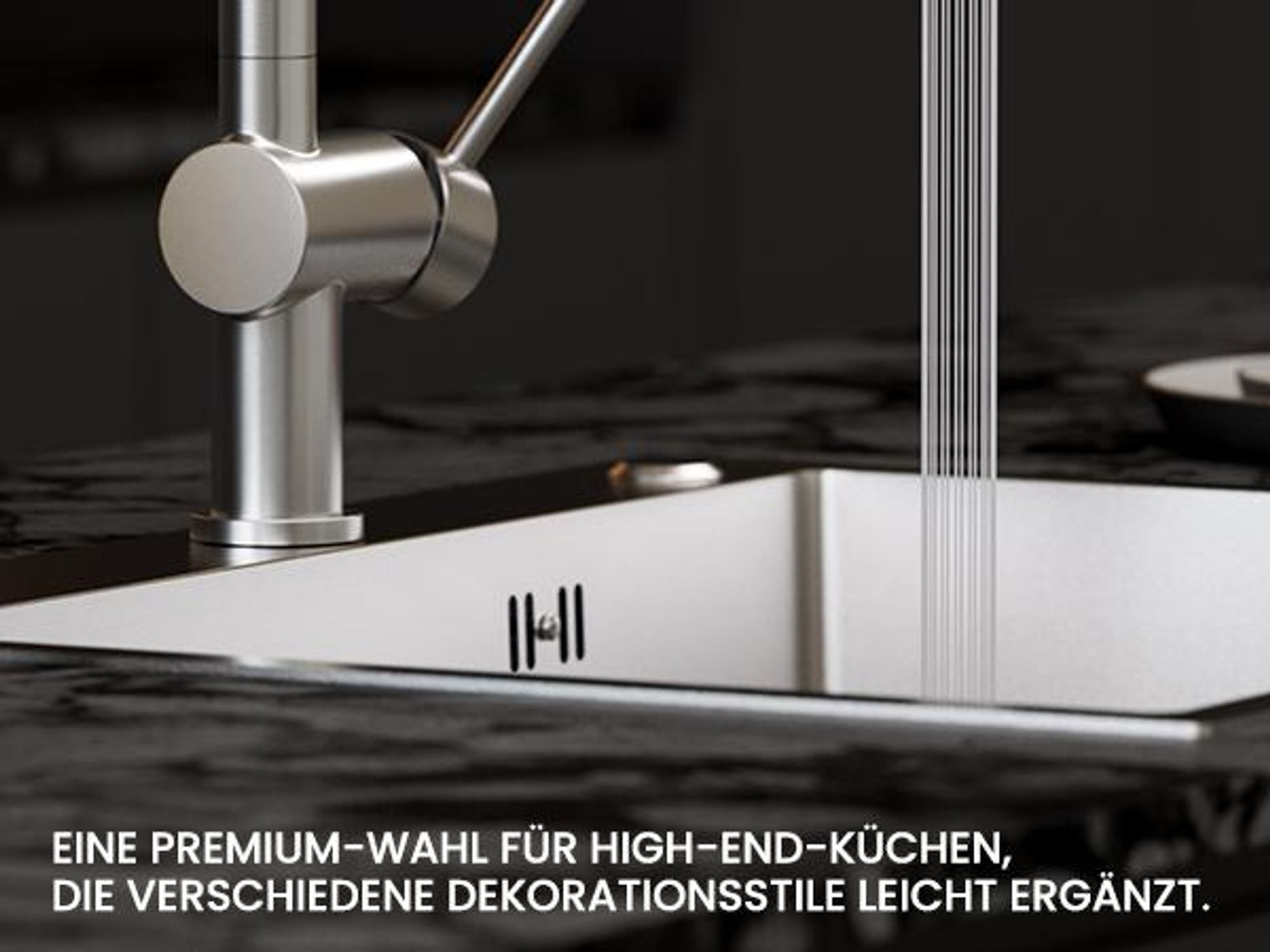 CECIPA MAX Küchenarmatur Ausziehbare Küchenarmatur mit Brause, Hochdruck-Mischbatterie für die Küche mit 2 Strahlarten, Spültischarmatur aus Edelstahl
