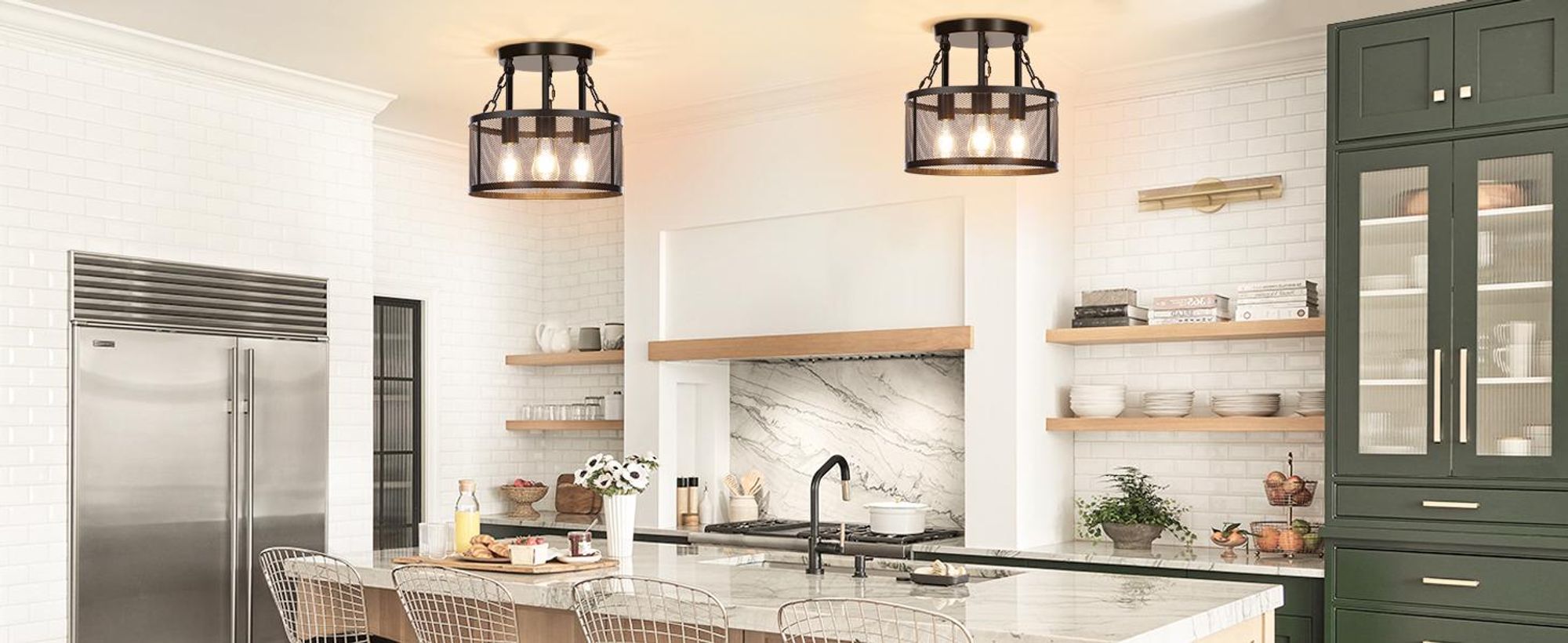 Modern Deckenleuchte Schwarz Metallrahmen 3-Flammige E27 Deckenlampe Küche Flur Wohnzimmer Schlafzimmer Esszimmer