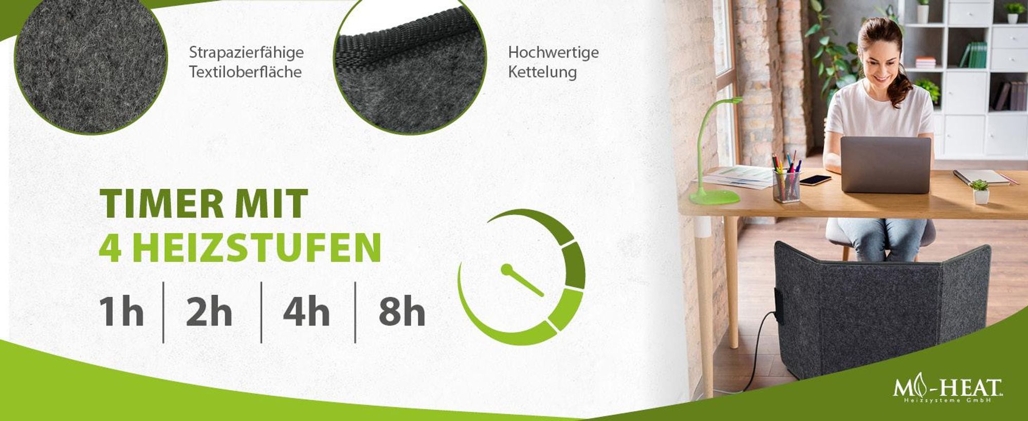 Infrarotheizung Heizpaneel Schreibtischheizung Faltbar 51x100cm 60°C grau