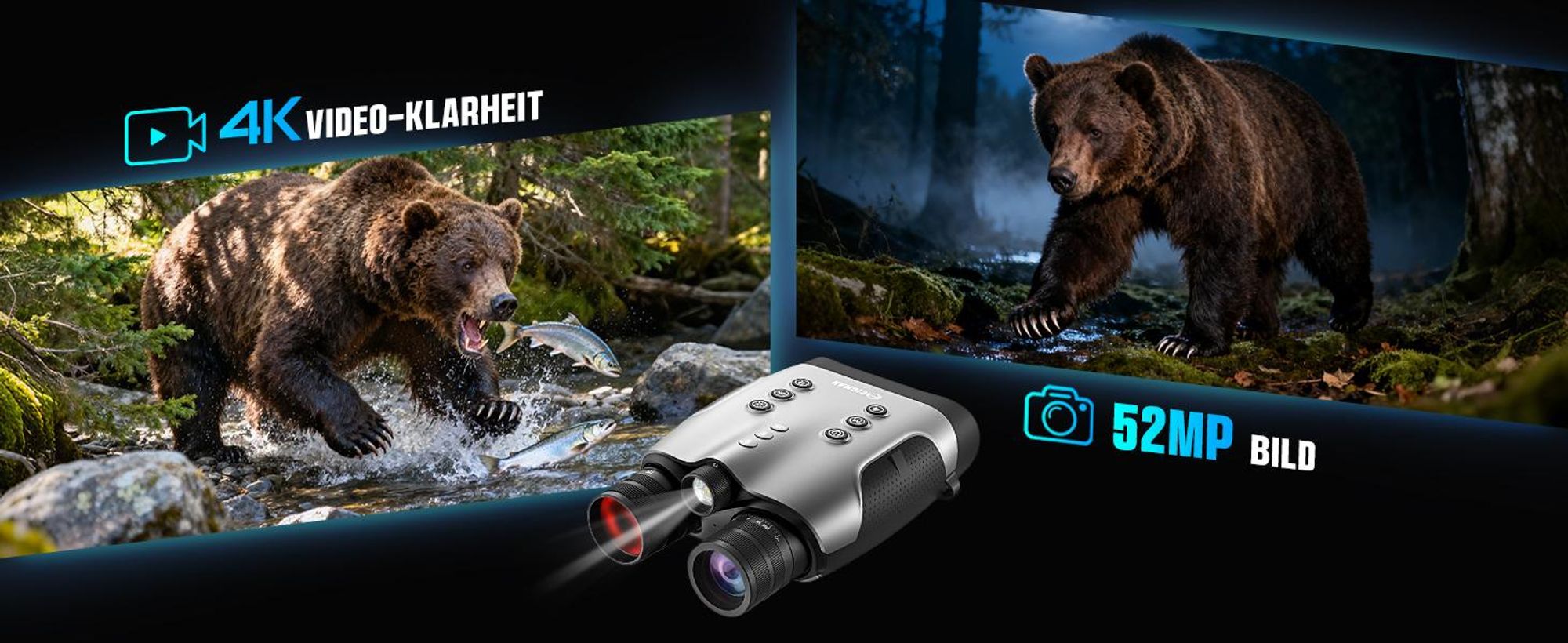 CIGMAN CNVPRO Nachtsichtgerät Echte 4K, 52MP, 1200m Reichweite