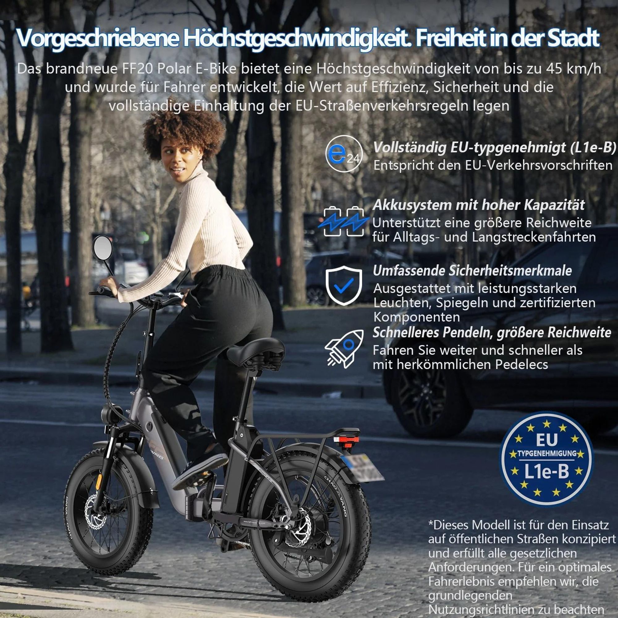 E-Bike FAFREES FF20 Polar - Batterie 48V12*2AH 20" Hydraulische Scheibenbremse - Grau Blau