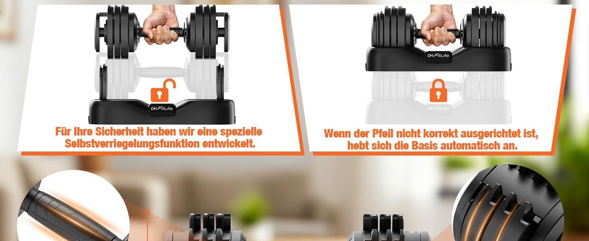 DH FitLife 2,5–25 kg Hantel Set – Verstellbare Kurzhanteln für Männer & Frauen, 18 Gewichtsstufen, 2026 Neu (25kg x 2)