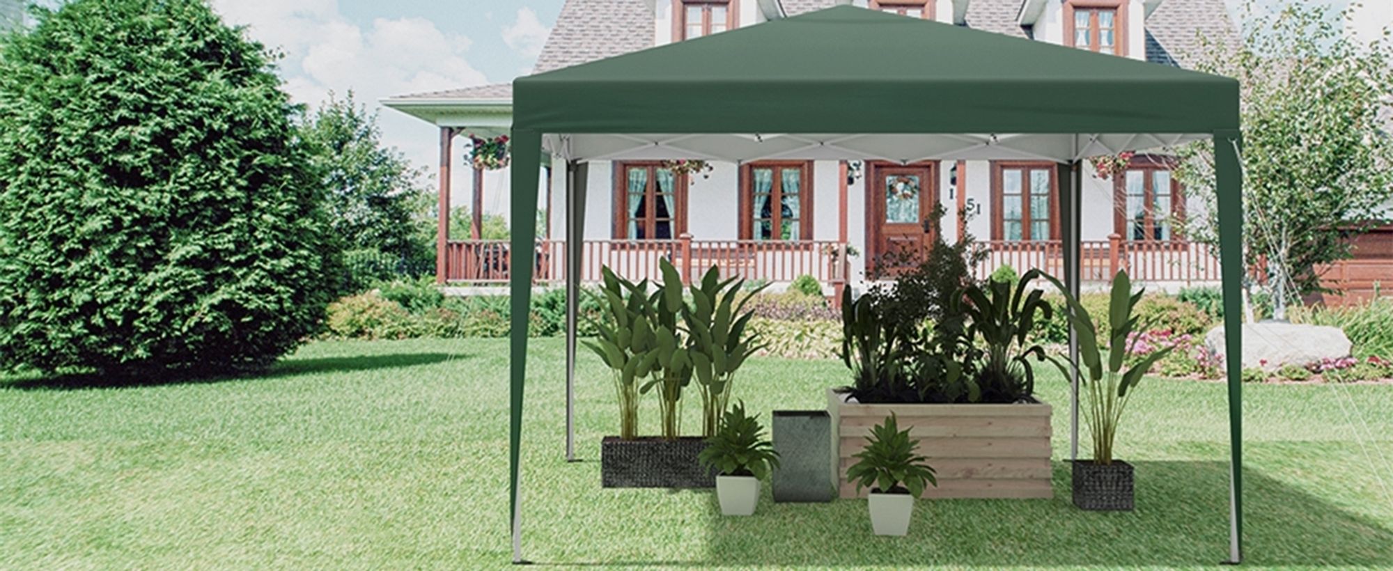 WOLTU Pavillon Pop-Up wasserdichter Faltpavillon Sonnenschutz Event Pavillon Gartenpavillon auf Terrasse Camping Festival Pagodenzelt aus Oxford Metallrahmen 3 x 3 m Grün