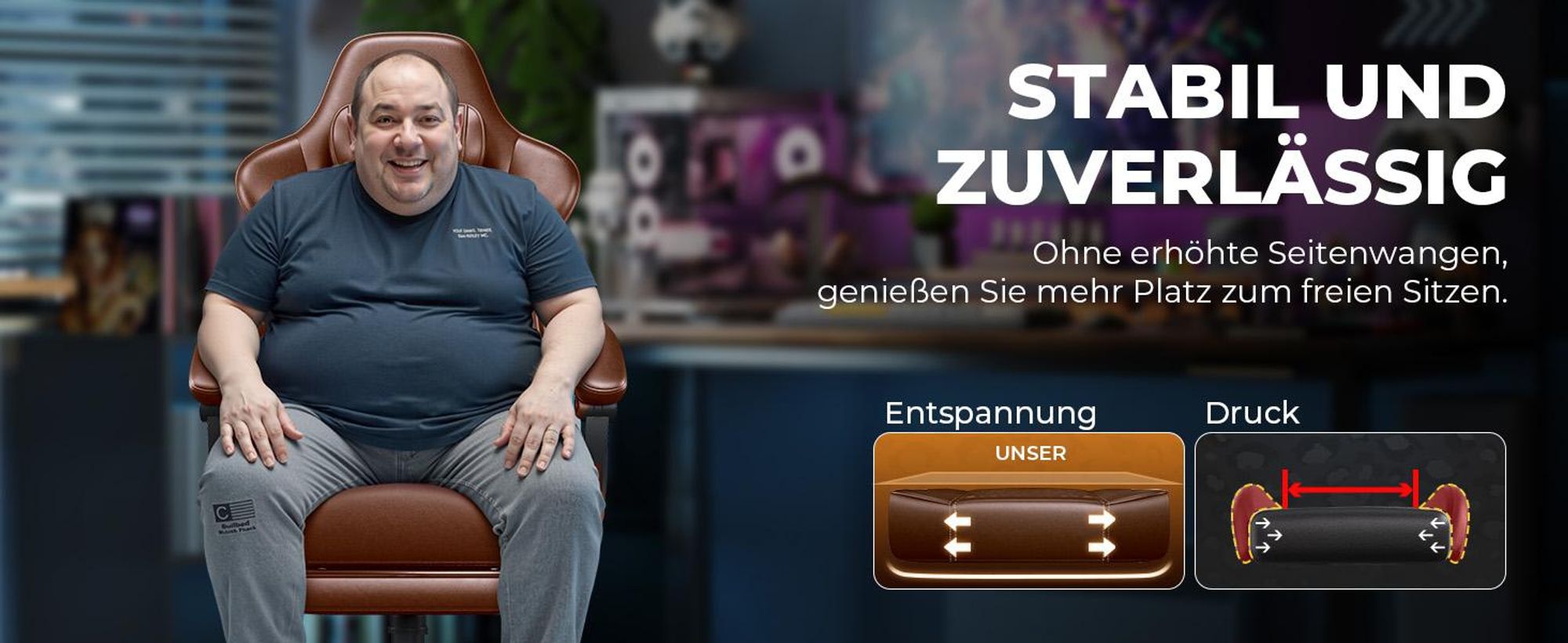 GTPLAYER GamingStuhl, Bürostuhl, Ergonomischer Pc Stuhl, Höhenverstellbarer Drehstuhl, Armlehnen mit Synchronmechanik, Lendenkissen, Kopfkissen