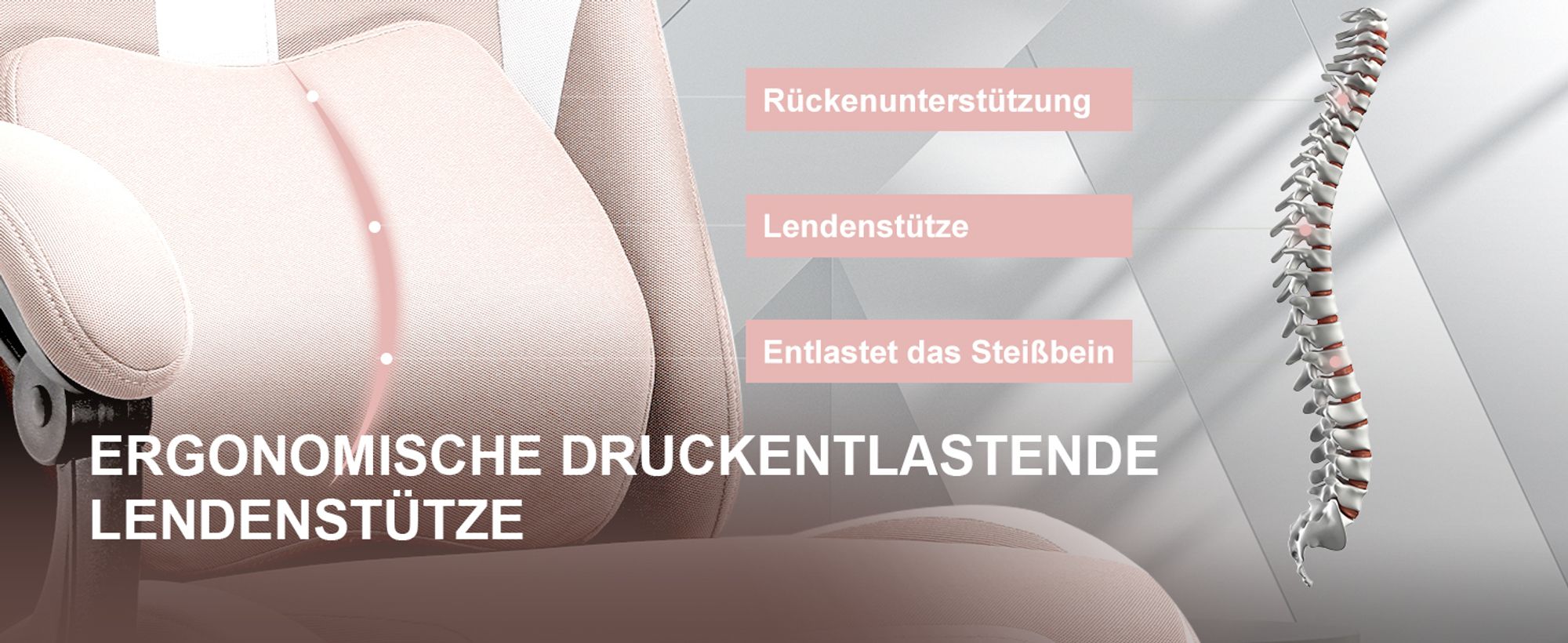 GTPLAYER Gaming Stuhl Ergonomischer Gaming Sessel Schreibtischstuhl mit Stoffoberfläche Atmungsaktiver Bürostuhl Federsitzkissen mit Fußstütze Rosa