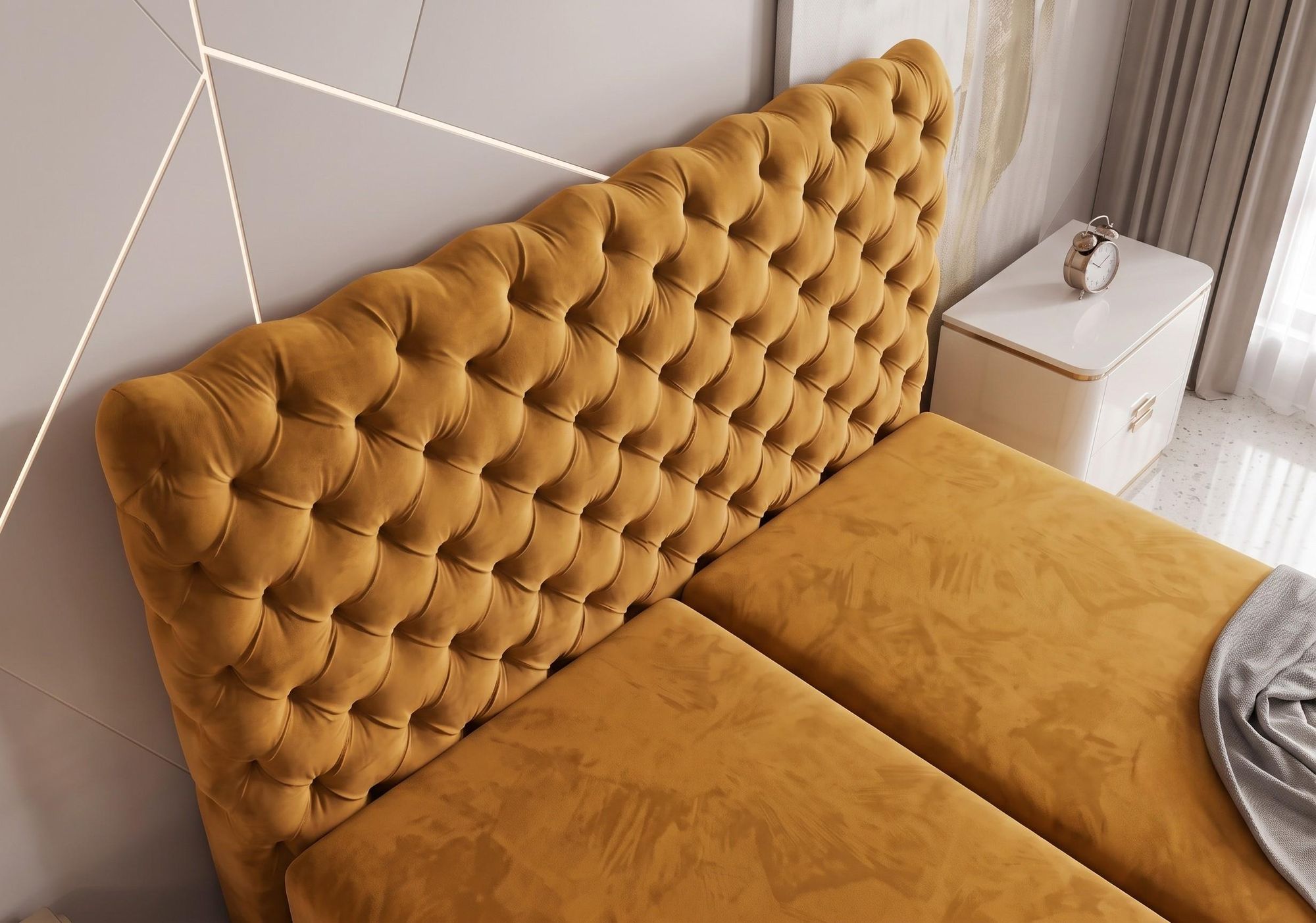 Gestepptes Boxspringbett
