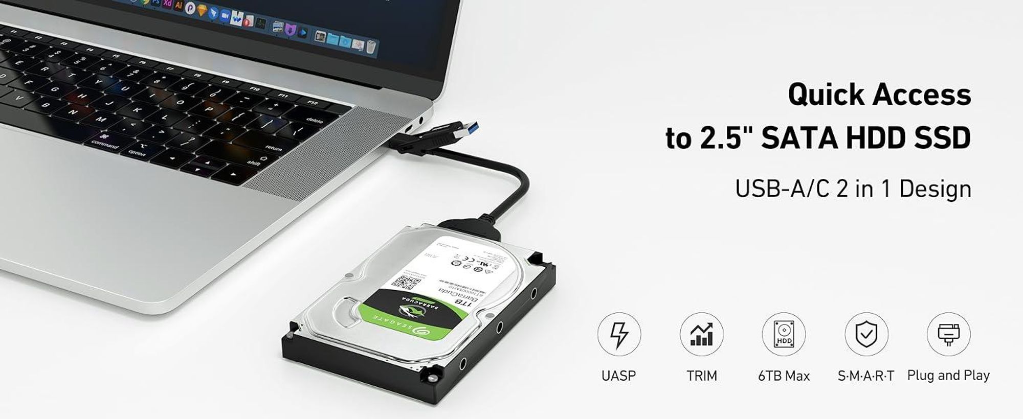 BENFEI SATA-Kabel SATA zu USB Adapter 2in1 für SSD HDD Festplatte