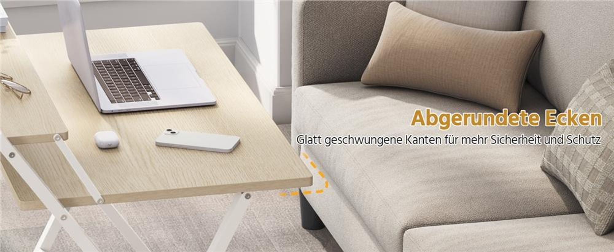 Yaheetech Schreibtisch klappbarer Computertisch mit Monitorständer 2-stufiger Arbeitstisch mit Ablage Laptoptisch