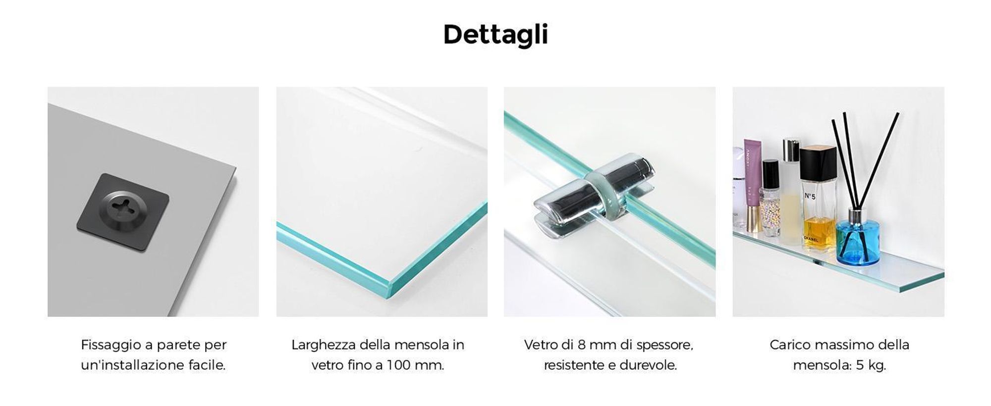 S'AFIELINA Specchio da bagno con mensola 60 × 45 × 1,0 cm (A × L × P) Specchio con mensola Specchio da parete per bagno con scaffale