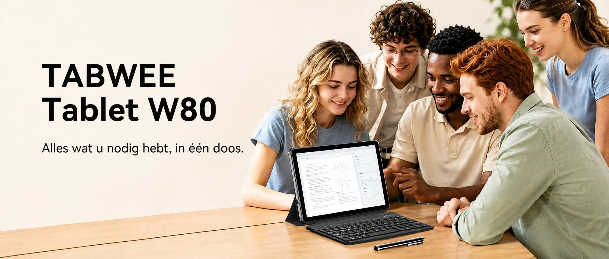 2026 W80 10.1" tablet met 120Hz, 32+128GB/2TB opslag, Android 16, Gemini AI 4.0, Widevine L1, 4G SIM + 5G WiFi, 6000mAh batterij, OTG-ondersteuning, met toetsenbord, muis, stylus en beschermhoes