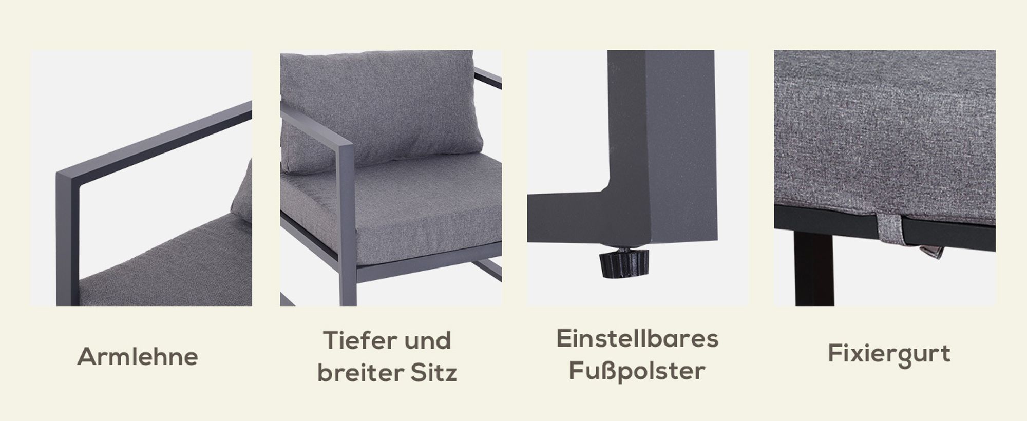 Outsunny 6er Gartenset Gartenlounge Gartengarnitur Gartenmöbel mit Kissen