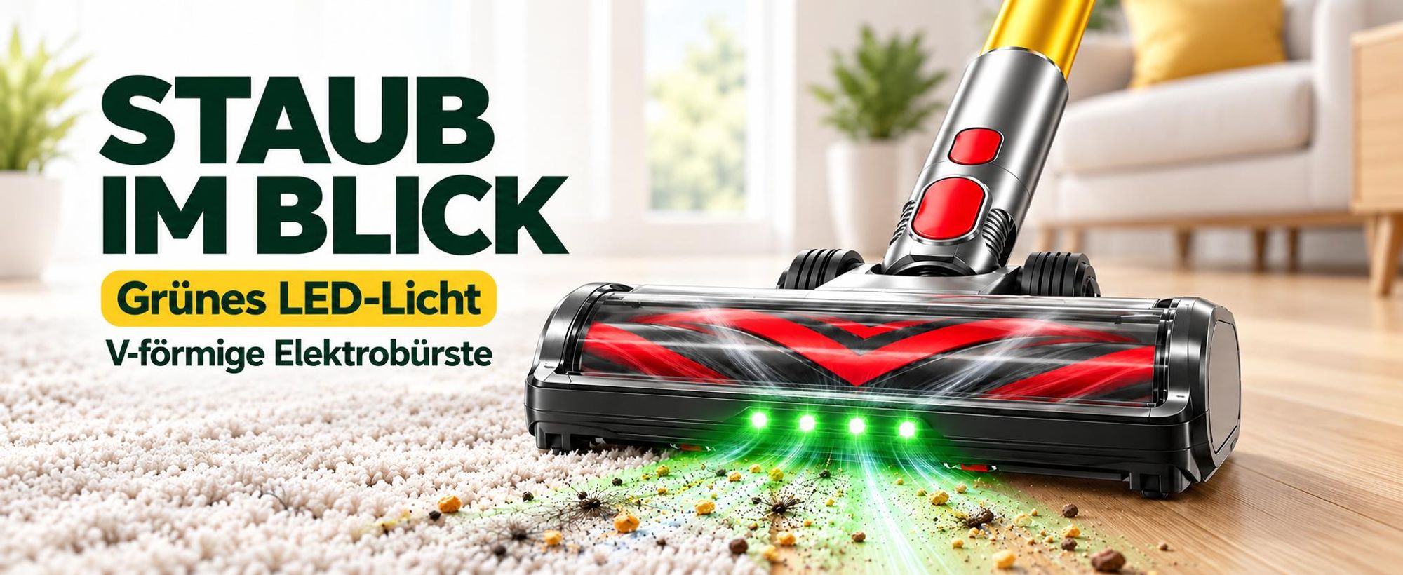 80000Pa Akku-Staubsauger 750W/80 Min., kabelloser Hand- und Stielstaubsauger, ultraleise, Smart-Display, leicht, Anti-Verwicklung für Tierhaare & Auto